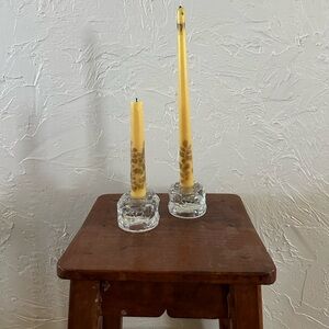 Vintage Pair of Fostoria Clear Glass Round Candle Holders